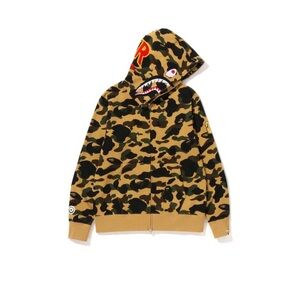 BAPE 1st Camo Yellow Shark Full Zip Hoodie WGM 2XL A Bathing Ape Made in Japan